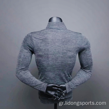 Custom Workout Fitness Bodybuilding Half Zip Running T-shirt